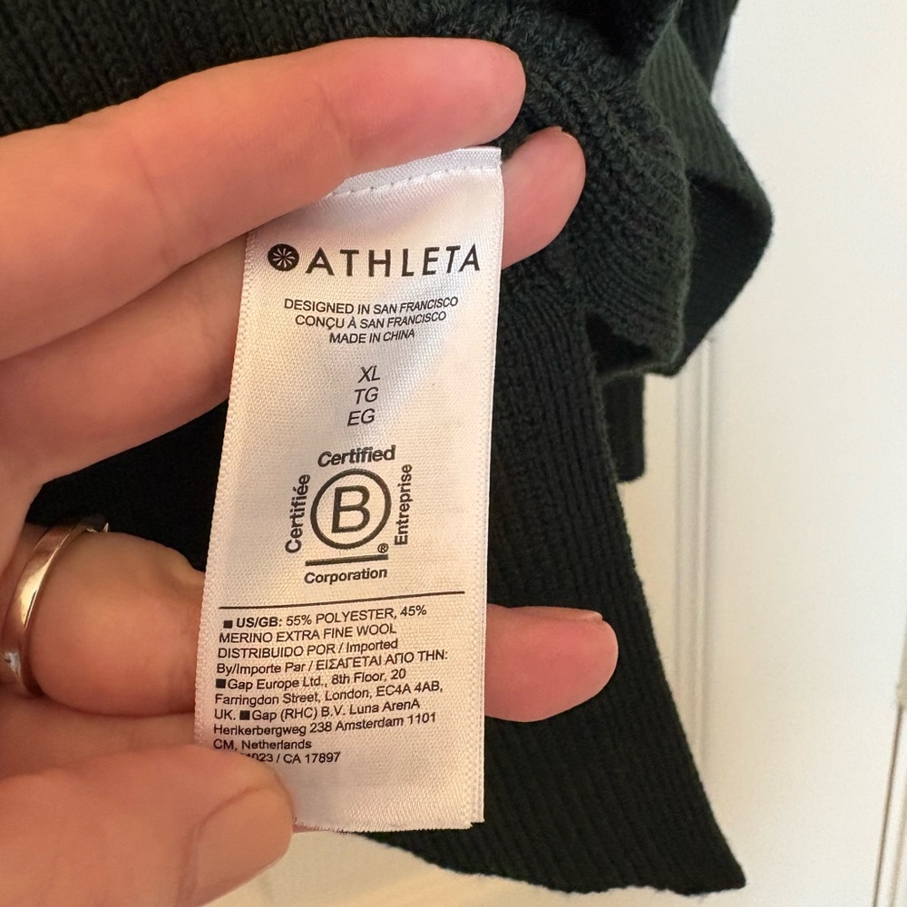 Athleta Hanover Seaweed Green V-Neck Sweater - Picture 6 of 7
